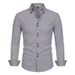 Business Casual Men's Long Sleeve Shirt Color Blocked Breathable Double Button Stretch Wrinkle Free All Season Style_viptrois.com