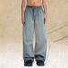 Distressed Gradient Color Vintage Trousers, American High Street Style Casual Trendy Gray Trousers_viptrois.com