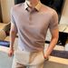 Summer Business Casual Polo Shirt for Men Short Sleeved High End Ice Silk Seamless Collar High Elasticity Top_viptrois.com