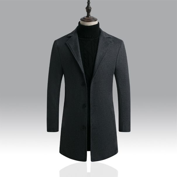 Colorful Autumn Long Single Breasted Windbreaker Men's Korean Version Slim Fit Solid Color Plus Size Woolen Coat_viptrois.com