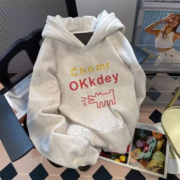 Hooded Letter Printed Hoodie For Men And Women, Casual, Fashionable, Versatile, Loose Fit, New Couple Hoodie Top_viptrois.com