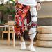 Man's Summer New Beach Pants National Style Floral Thin Section Cotton and Linen Cropped Pants m_viptrois.com