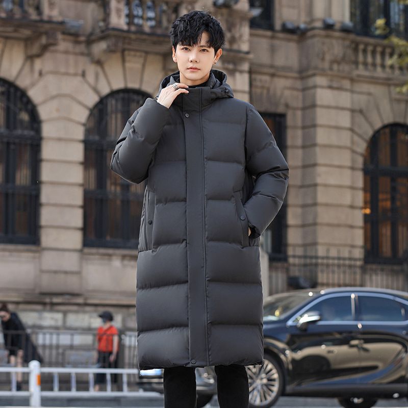 Men's Clothing White Duck Down Winter New Mid Length Down Jacket Men's Long Knee Length Thickened Korean Version Student Youth Chinese Opera Jacket_viptrois.com