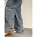 American High Street Reverse Fit Jeans - Hip Hop Baggy Denim Pants For Men With Distressed Wash_viptrois.com
