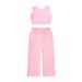 Mother & Kids European and American cross-border children's clothing girls fashion casual sleeveless vest solid color suit ins style two-piece set_viptrois.com