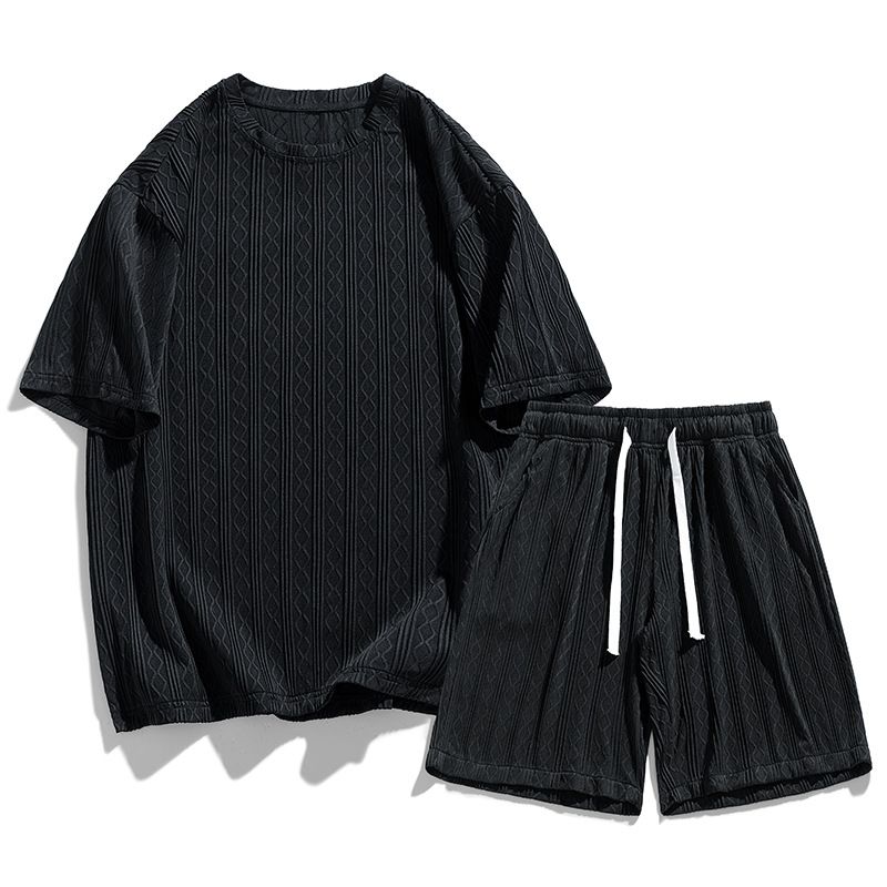 Round Neck Short Sleeve Shorts Summer Sports Men's T-Shirt Trendy Loose Set_viptrois.com