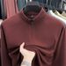 Men's Clothing Thermal Long Sleeve T-Shirt, Fleece-Lined Winter Base Layer, Soft Brushed Fabric, High Neck Zip-Up Sweatshirt, Warm Casual Pullover_viptrois.com