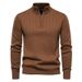 1 Autumn Winter New European Size Cross-Border Stand Collar Men's Half-Zip Solid Color Knitted High-Quality Export Sweater_viptrois.com