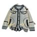 Unisex Black & White Contrast Knit Cardigan - Oversized Chunky Boho Chic Open Front Coat For Men & Women_viptrois.com