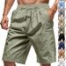 Men's Breathable Linen-Blend Casual Shorts – Lightweight Summer Beach Shorts With Elastic Waist – Relaxed Fit Quick-Dry Travel Shorts_viptrois.com