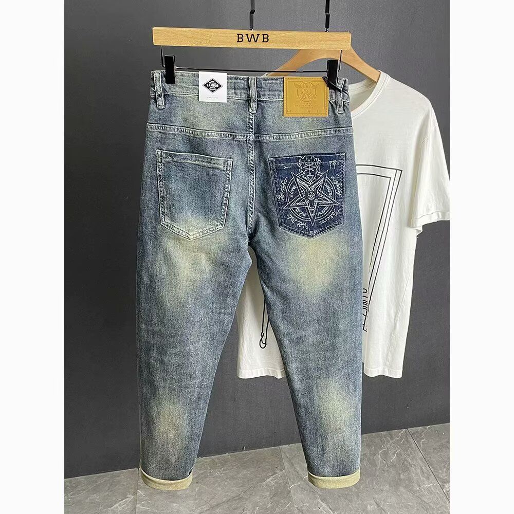 Men's Stretch Ripped Skinny Jeans Slim Fit Comfort Denim Pants With Distressed Details For Casual Wear_viptrois.com