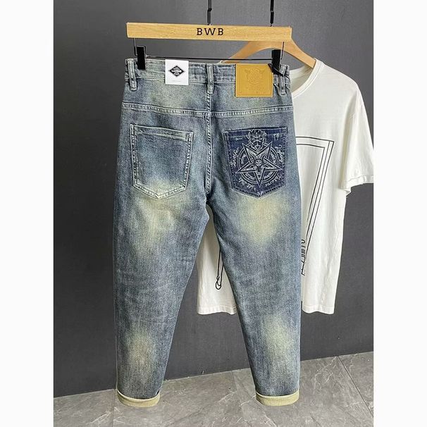 Men's Stretch Ripped Skinny Jeans Slim Fit Comfort Denim Pants With Distressed Details For Casual Wear_viptrois.com