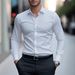 Men's Spring And Autumn Long Sleeved White Shirts, Formal Slim Fit, Professional Large Size Work Shirts_viptrois.com