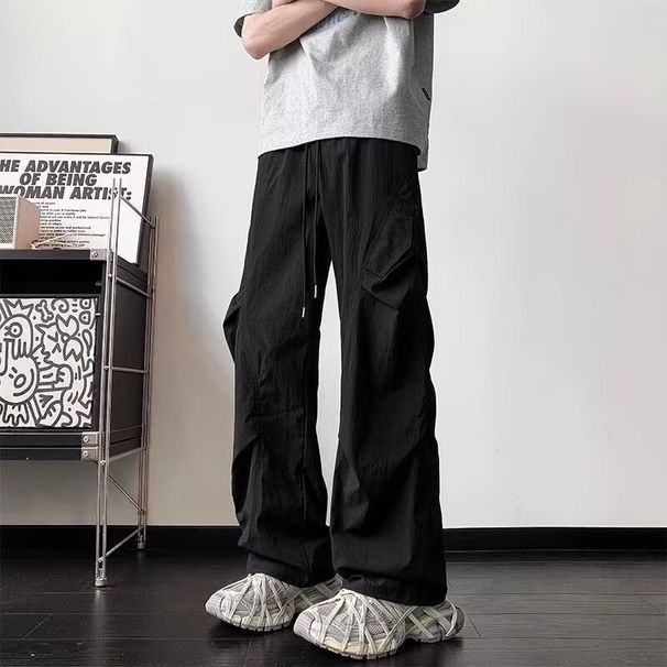 American-style Pleated Pants For Spring And Autumn, Unisex Functional Paratrooper Versatile Workwear Wide-leg Sports_viptrois.com