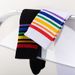 Fashion Socks For Children White Colorful Rainbow Striped Mid Tube Cotton Socks Hip Hop Style Matching Socks Student Performance Socks_viptrois.com