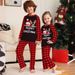 Christmas Letter plaid Christmas family suit printed home dress pajamas_viptrois.com