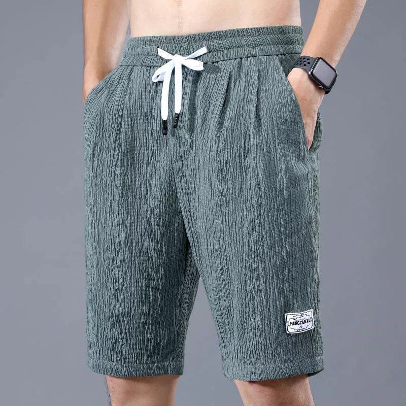 Men's Clothing Men's Ice Silk Shorts Thin Sports Pleated Shorts Loose Straight Fashion Casual Pants Beach Pants_viptrois.com