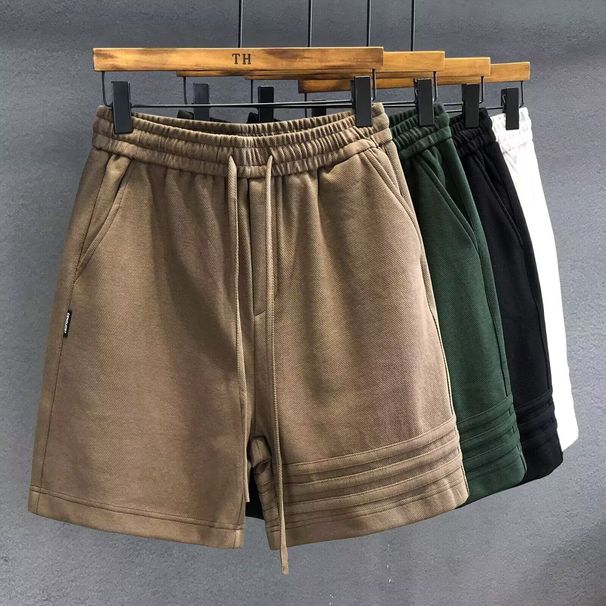 Men's Clothing Three Bar Design High End Heavyweight Sports Casual Pants Men's Pants Summer Loose Shorts Sweatpants_viptrois.com