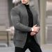 Clothing European American Fashion Cardigan Long-Sleeved Loose Solid Color Pocket Button Slim Fit Men's Autumn And_viptrois.com