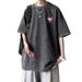 Washed And Worn Pure Cotton American Style Short Sleeved For Summer Loose Fit T-shirt, Trendy Men's T-shirt_viptrois.com