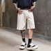 Men's Clothing New Fashion American Ripped Jacquard Denim Shorts Men Summer Loose Straight Washed Five Point Jeans Men_viptrois.com