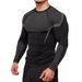 Men's Quick-Dry Compression Long Sleeve T-Shirt – Breathable Gym Workout Top With Print Design (Black/Color Block, S-XXL)_viptrois.com