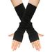 Ruffled Arm Warmers For Women, Warm Extended Cotton Gloves, Half-Finger Solid Color Long Sleeve Covers, Fingerless_viptrois.com