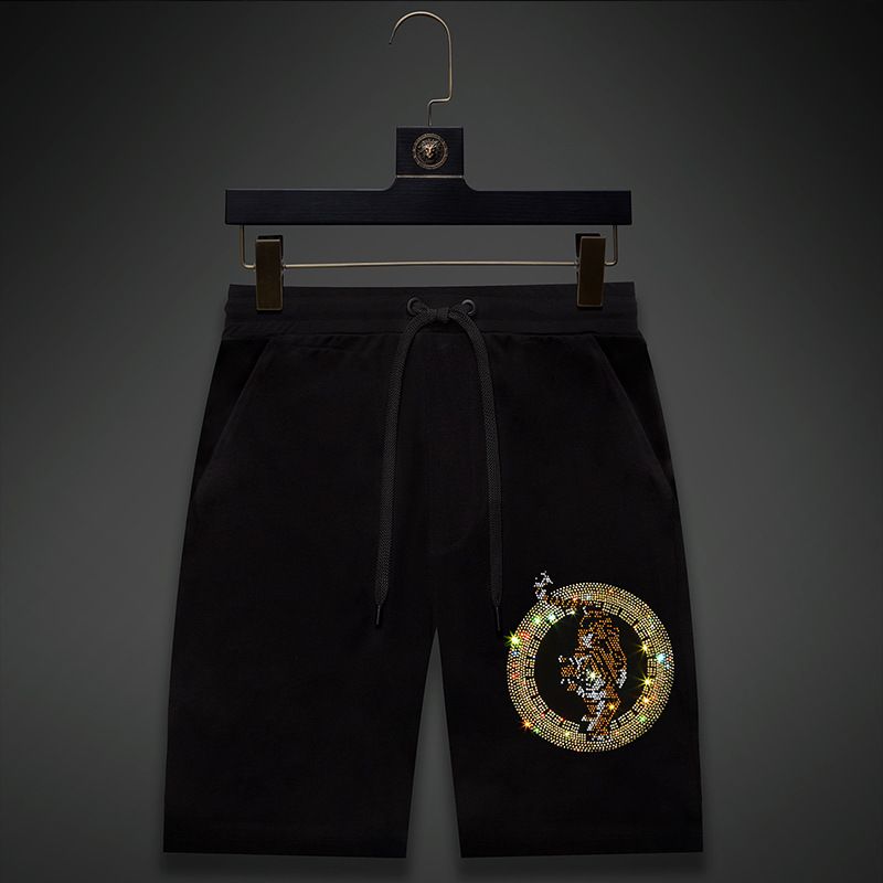 Men's Clothing Snow Fox Brothers Men's Pants New Rhinestone Tiger Loose Shorts Men's Casual Straight Couple Shorts_viptrois.com