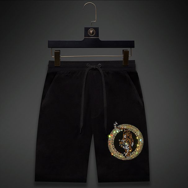 Men's Clothing Snow Fox Brothers Men's Pants New Rhinestone Tiger Loose Shorts Men's Casual Straight Couple Shorts_viptrois.com