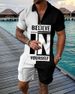 Men's Striped Zip-Up Polo Shirt & Shorts Set – Breathable Summer Casual Outfit (Quick-Dry Polyester, S-6XL, 20+ Colors)_viptrois.com