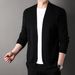 Loom European And American Cross-Border Clothing 2024 Casual Solid Color Knitted Jacket Long Sleeve V-Neck Men's Cardigan_viptrois.com