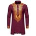 Men's Shirt Set Stand Collar Hot Gold Printing Long Sleeve Shirt Trousers African Style Casual Shirt_viptrois.com