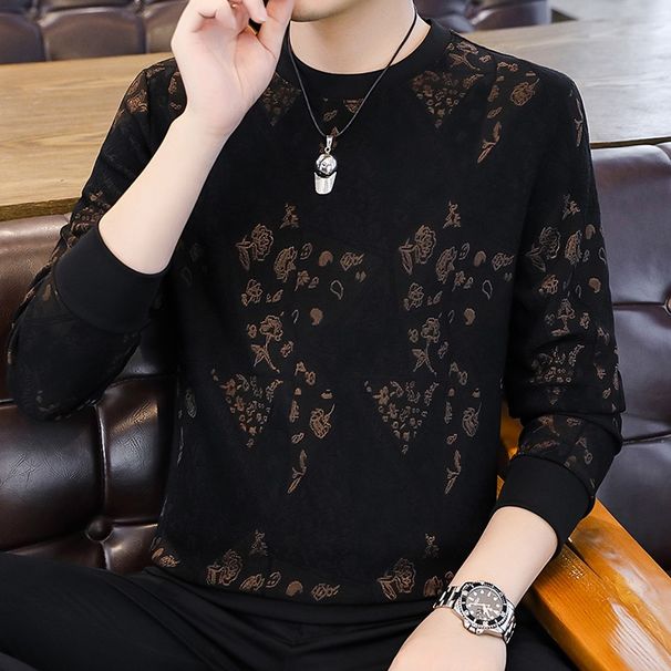 Loom European Version High-End Long Sleeve Crew Neck Spring Casual Youth Clothing Men's Autumn And Winter T-Shirt Sweatshirt_viptrois.com