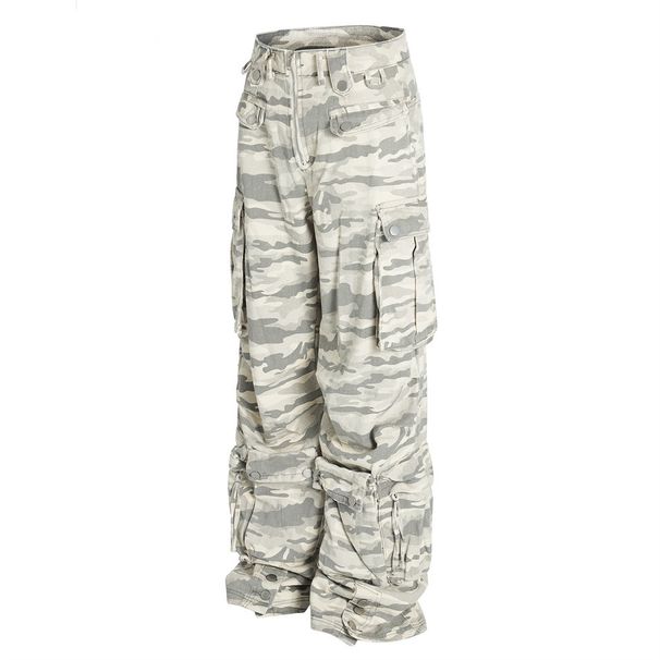 Functional Multi-Pocket Design Camouflage Cargo Men's High Street Trend Denim Sports Casual Outdoor Tactical Pants_viptrois.com