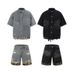 Men's Clothing Men's Summer Retro Ins Trend Camouflage Washed Ripped Denim Shirt Jacket Short Sleeves_viptrois.com
