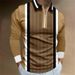 Men's Clothing Plus Size Striped 3 Contrast Color Zipper Polo Shirt Spring And Autumn Long Sleeve Zipper Lapel Casual Polo_viptrois.com