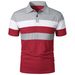 Men's sleeved chest with three stripe color matching fashion and men's lapel short sleeves_viptrois.com