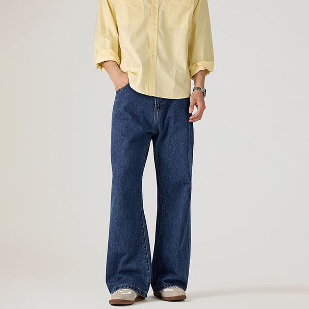 Men's Clothing Vintage Dyed Washed Flared Jeans 12.9 Oz Unisex Trendy Casual Trousers For Men_viptrois.com