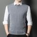 Men's Wool Blend Sleeveless Sweater Vest, Round Neck Pullover Knit Vest For Casual & Business Wear_viptrois.com