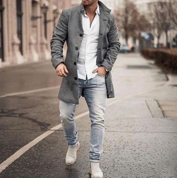 Loom Loom European And American Foreign Trade Cross-Border Supply Autumn Winter New Men's Woolen Stand Collar Mid-Length Pocket_viptrois.com