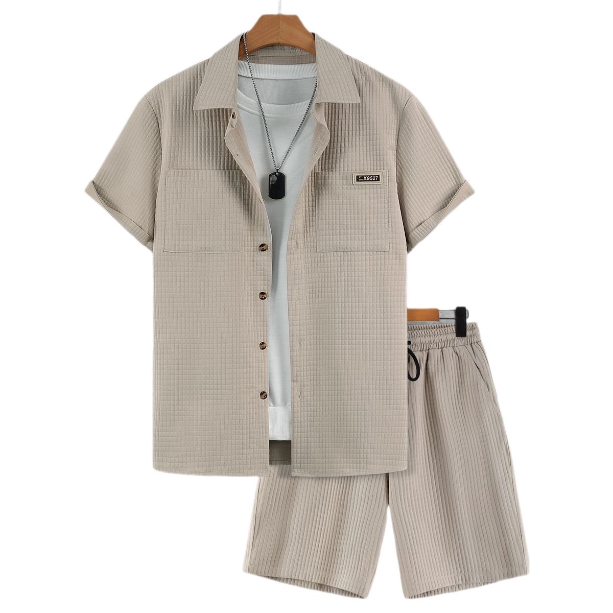 Men's Summer Casual 2-Piece Set - Short Sleeve T-Shirt & Comfortable Shorts, Relaxed Fit Sporty Outfit With Color Block Design_viptrois.com