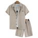 Men's Summer Casual 2-Piece Set - Short Sleeve T-Shirt & Comfortable Shorts, Relaxed Fit Sporty Outfit With Color Block Design_viptrois.com