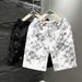 Men's Summer Quick Dry Shorts Fashionable Trendy Loose Fit Five Point Beach Shorts With Letter Print_viptrois.com