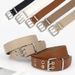 Double row hole women's hip-hop trend Instagram style double needle buckle decorative jeans with belt for women_viptrois.com