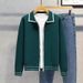 Men's Clothing Men's Japanese Minimalist Cardigan - Double-Zip Knit Sweater Coat With Notch Lapel, Oversized Relaxed Fit (Navy/Black/Olive Green)_viptrois.com