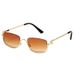Hip Hop Small Frame Sunglasses - Metal Texture Square Half Frame For Women (Trendy Celebrity Style, UV400 Protection)_viptrois.com