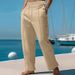 Men's Clothing Spring And Autumn American Men's Drawstring Vertical Button Solid Color Breathable Comfortable Loose Beach Casual Pants_viptrois.com