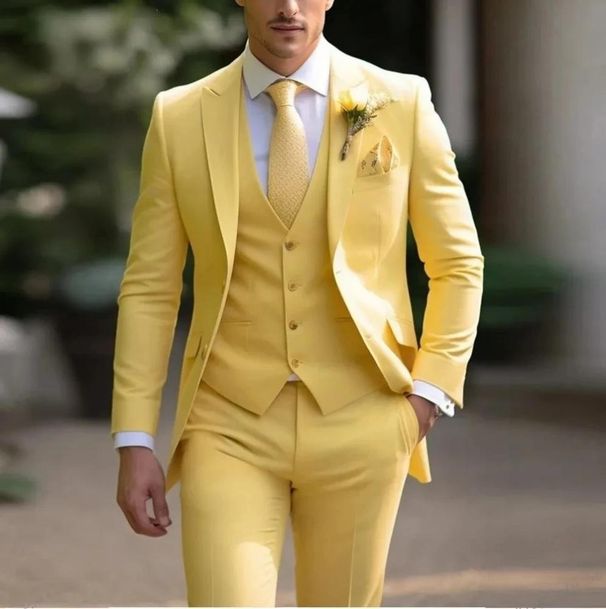 Men's Clothing Handsome Men's Suit Three Piece Suit Solid Color High End Temperament Banquet Business Slim Fashion Suit_viptrois.com