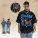 American Street Fashion Washed Vintage Design Printed Summer Loose Men's Short Sleeve_viptrois.com