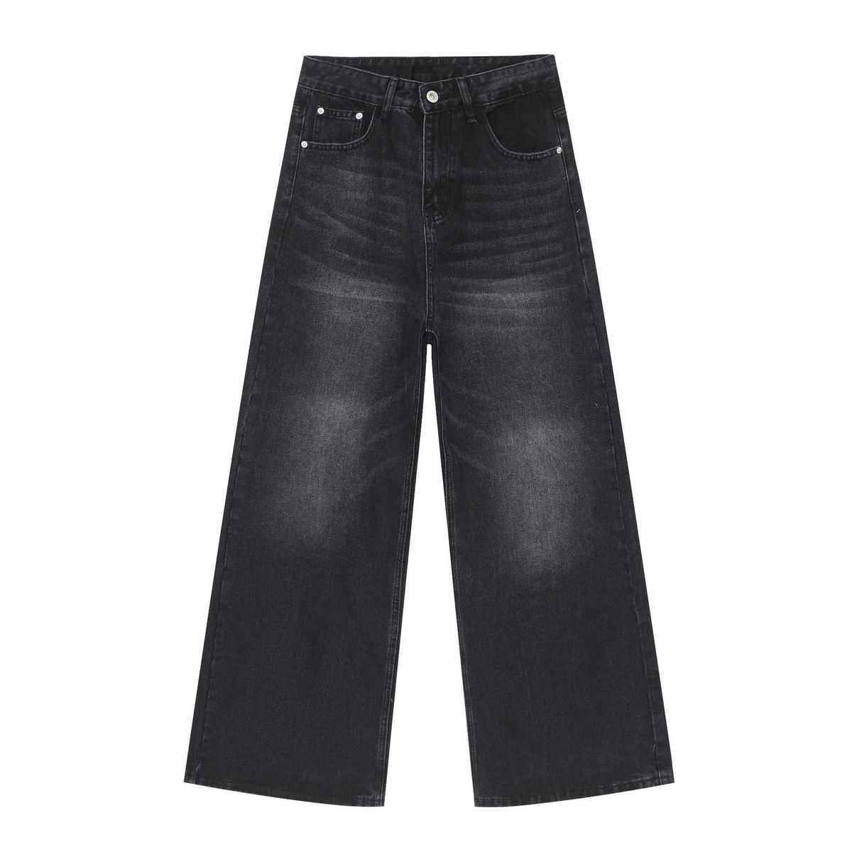 Men's Clothing Washed Jeans Men's Handsome Loose Washed Straight Wide Leg Mopping Pants_viptrois.com